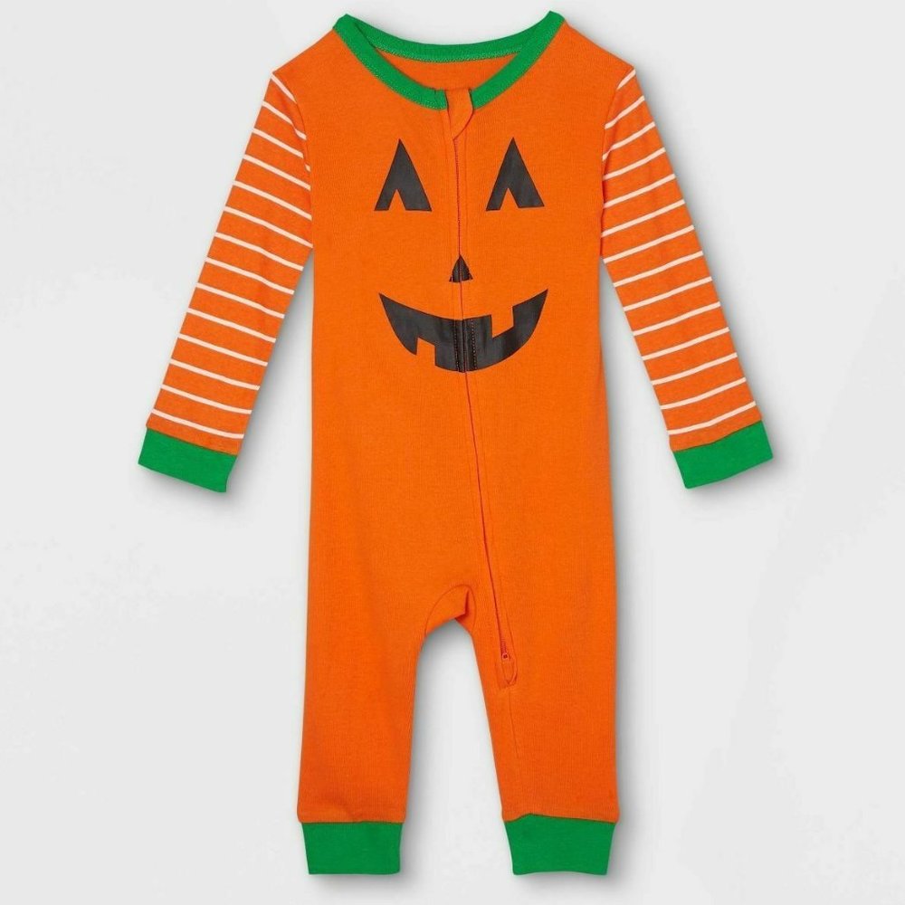 Baby Boys Girls Halloween PUMPKIN Jack O Lantern Sleeper  Size 3/6 mo 6/9 mo NWT
